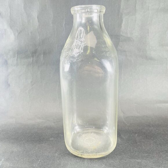 MEADOW GOLD 8.75" 1 Quart Liquid Clear Glass Milk Jug Orange Juice Bottle Jar - Picture 6 of 9